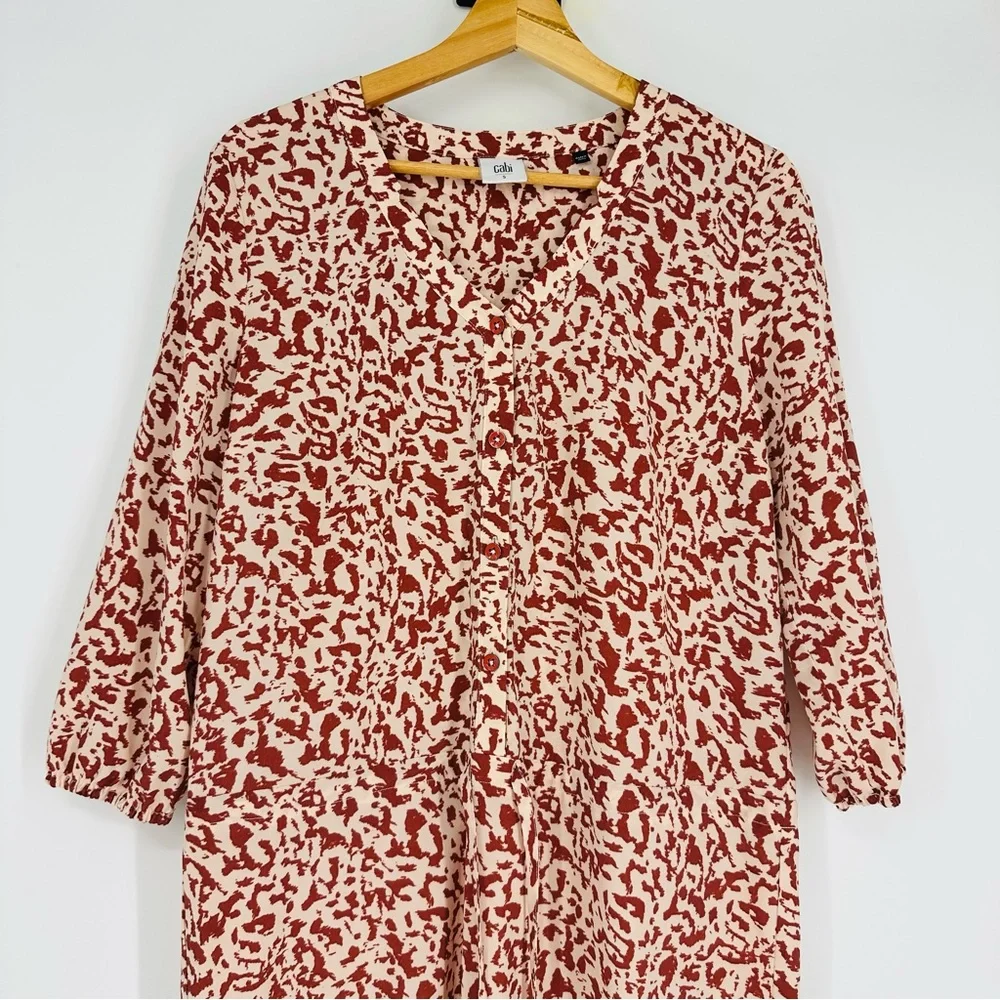 Cabi Natural Rust Button Front Sienna Tie Waist Tunic Dress S - Picture 5 of 10